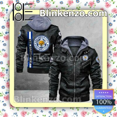 Leicester City F.C Logo Print Motorcycle Leather Jacket