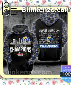 Los Angeles Rams Super Bowl Lvi Champions City Printed Hooded Jacket, Tee a