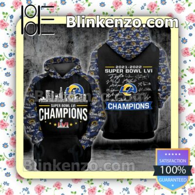 Los Angeles Rams Super Bowl Lvi Champions City Printed Hooded Jacket, Tee a