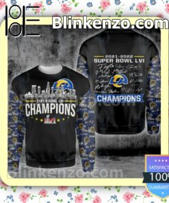 Los Angeles Rams Super Bowl Lvi Champions City Printed Hooded Jacket, Tee b