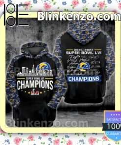 Los Angeles Rams Super Bowl Lvi Champions City Printed Hooded Jacket, Tee c