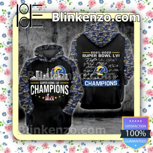 Los Angeles Rams Super Bowl Lvi Champions City Printed Hooded Jacket, Tee c