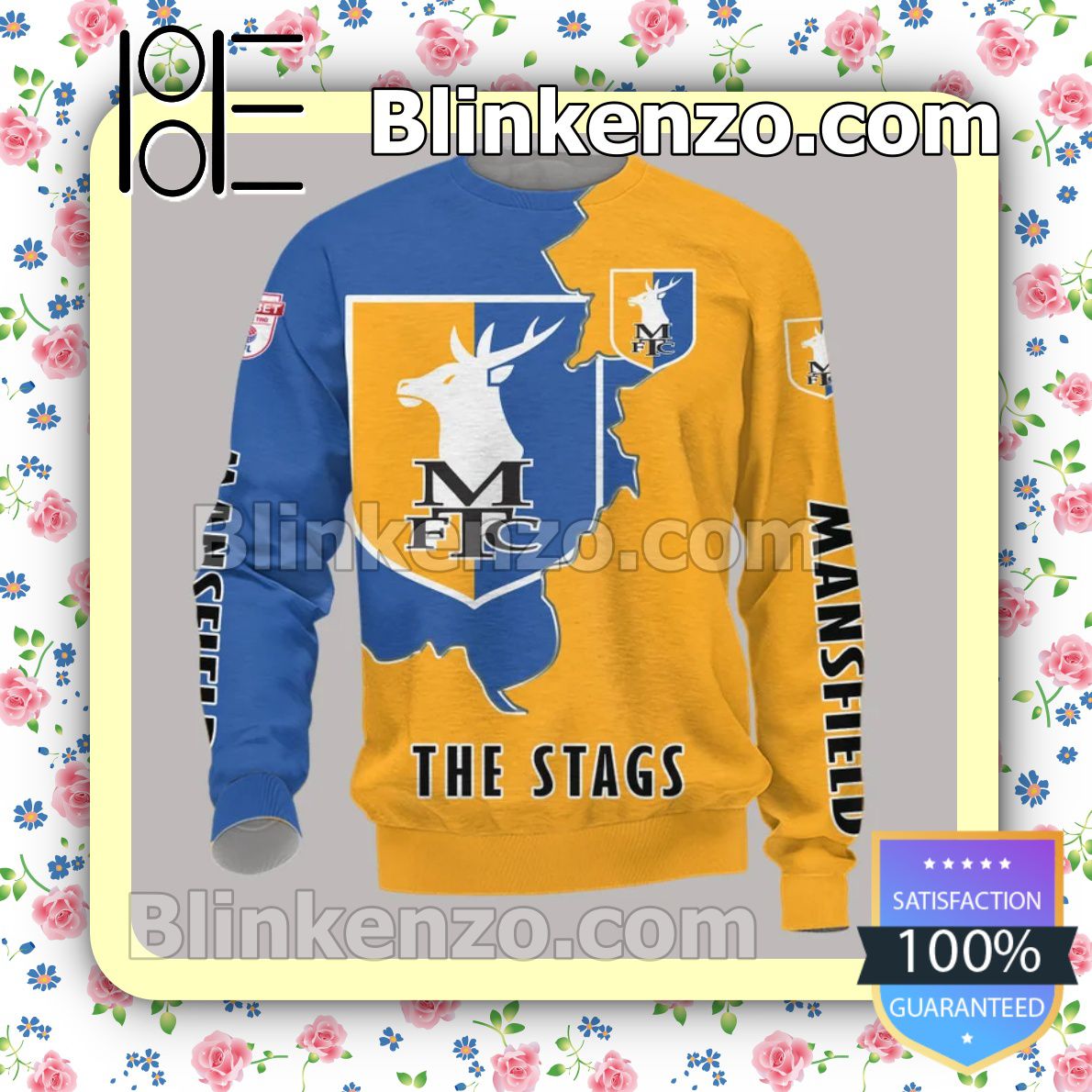 All Over Print Mansfield Town FC The Stags Men T-shirt, Hooded Sweatshirt