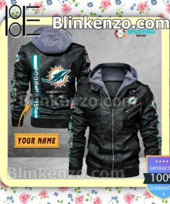 Miami Dolphins Custom Logo Print Motorcycle Leather Jacket