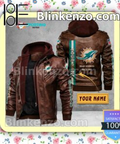 Miami Dolphins Custom Logo Print Motorcycle Leather Jacket a