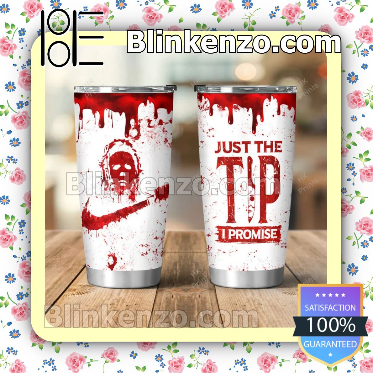 Discount Michael Myers Just The Tip I Promise Halloween Coffee Travel Mug Tumbler