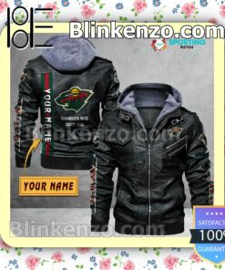 Minnesota Wild Custom Logo Print Motorcycle Leather Jacket