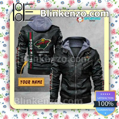 Minnesota Wild Custom Logo Print Motorcycle Leather Jacket