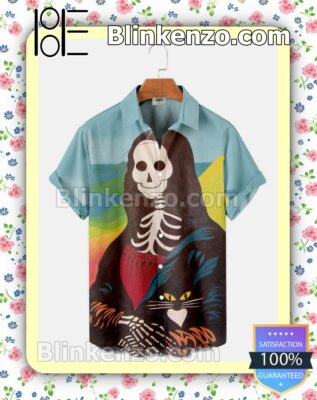 Monalisa Skull And Cat Halloween 2022 Idea Shirt