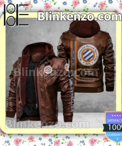 Montpellier HSC Logo Print Motorcycle Leather Jacket a
