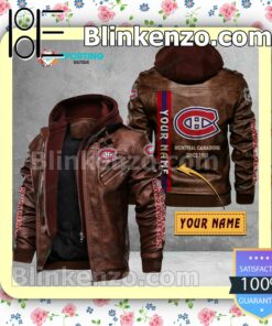 Montreal Canadiens Custom Logo Print Motorcycle Leather Jacket a