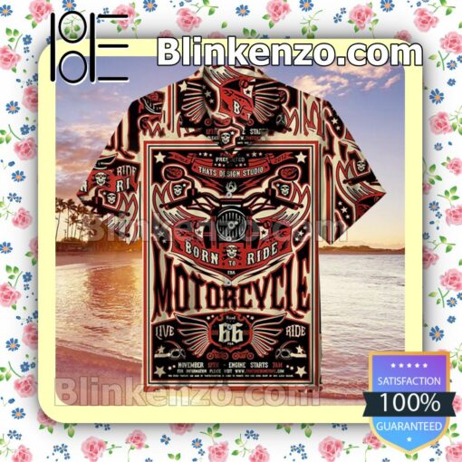 Motorcycle Flyer Route 66 Men Short Sleeve Shirts