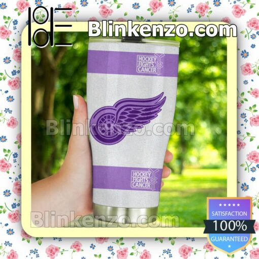 NHL Detroit Red Wings Fights Cancer Tumbler Travel Mug a
