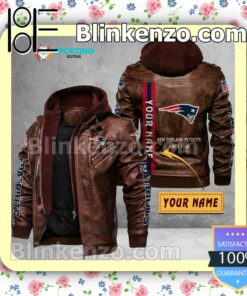 New England Patriots Custom Logo Print Motorcycle Leather Jacket a