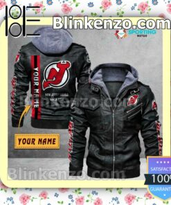 New Jersey Devils Custom Logo Print Motorcycle Leather Jacket