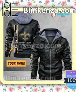 New Orleans Saints Custom Logo Print Motorcycle Leather Jacket