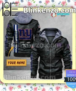 New York Giants Custom Logo Print Motorcycle Leather Jacket