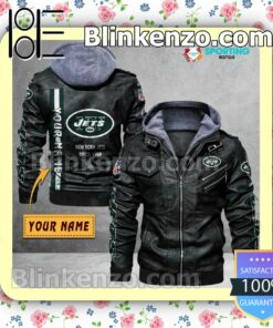 New York Jets Custom Logo Print Motorcycle Leather Jacket