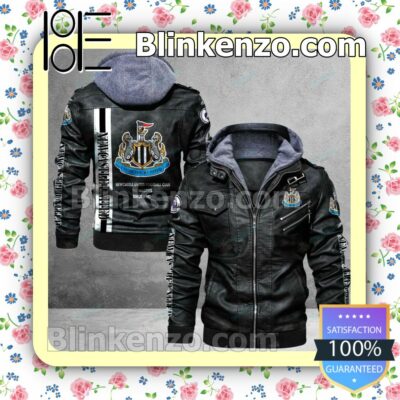 Newcastle United F.C Logo Print Motorcycle Leather Jacket
