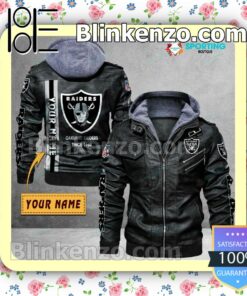 Oakland Raiders Custom Logo Print Motorcycle Leather Jacket