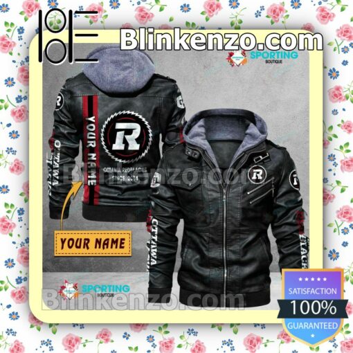 Ottawa Redblacks Custom Logo Print Motorcycle Leather Jacket