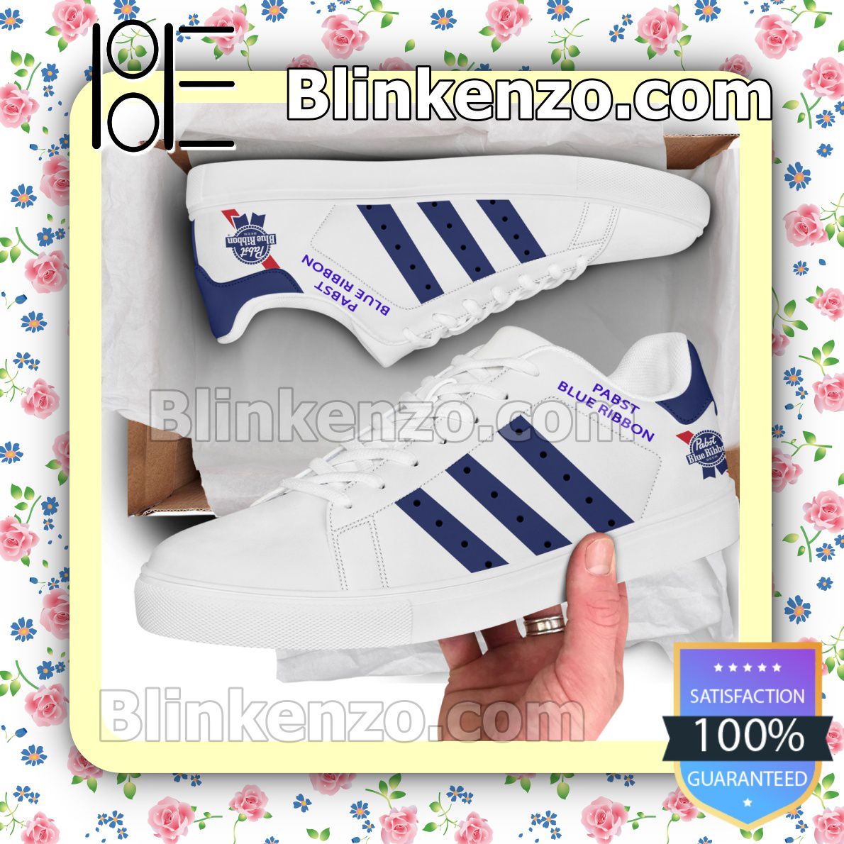 Pabst Blue Ribbon Logo Brand Adidas Low Top Shoes