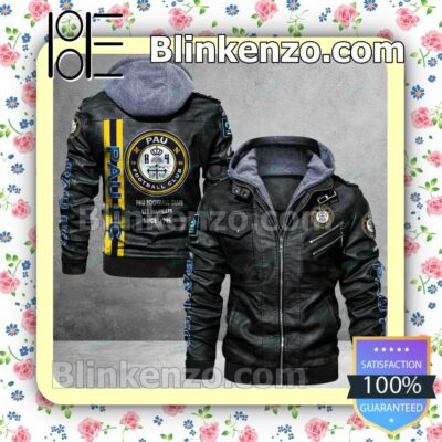 Pau Football Club Logo Print Motorcycle Leather Jacket