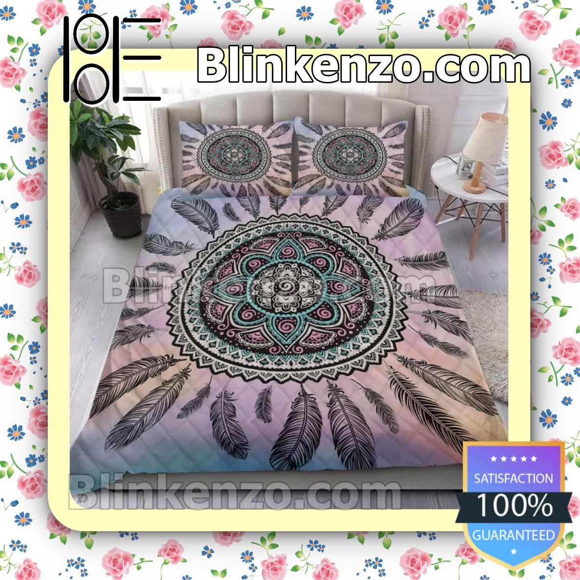 The cheapest Peace Circle Dream Catcher Mandala Queen Bed Set