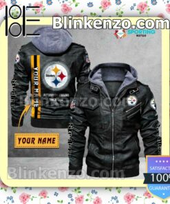 Pittsburgh Steelers Custom Logo Print Motorcycle Leather Jacket