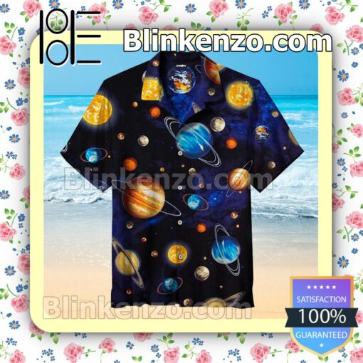Planets And Planets Men Short Sleeve Shirts