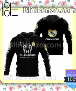 Real Madrid Uefa Champions League Paris Final 2022 Black Hooded Jacket, Tee b