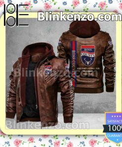 Ross County Logo Print Motorcycle Leather Jacket a
