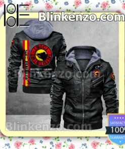 SC Bern Logo Print Motorcycle Leather Jacket