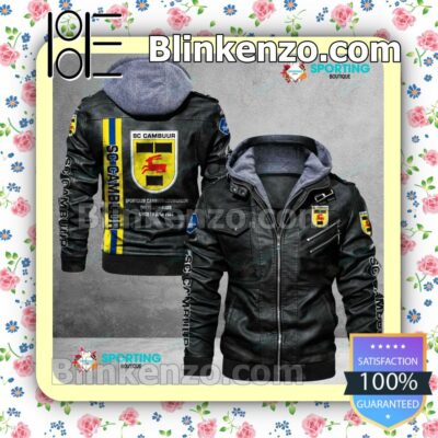 SC Cambuur Logo Print Motorcycle Leather Jacket