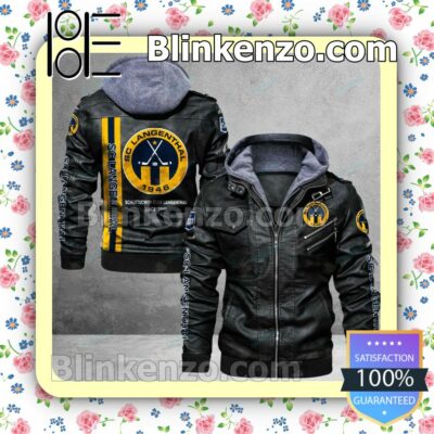 SC Langenthal Logo Print Motorcycle Leather Jacket