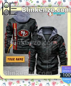 San Francisco 49ers Custom Logo Print Motorcycle Leather Jacket