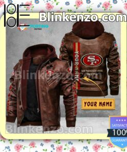 San Francisco 49ers Custom Logo Print Motorcycle Leather Jacket a