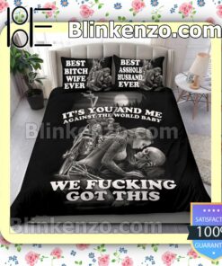 Skull Love It's You And Me Against The World Baby We Fucking Got This Duvet Cover Set a