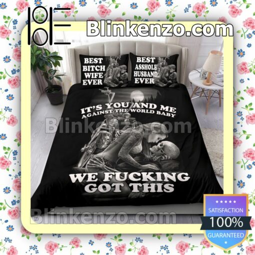 Skull Love It's You And Me Against The World Baby We Fucking Got This Duvet Cover Set a