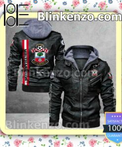 Southampton Logo Print Motorcycle Leather Jacket