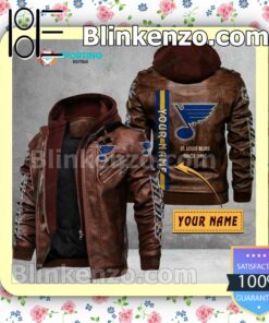 St Louis Blues Custom Logo Print Motorcycle Leather Jacket a