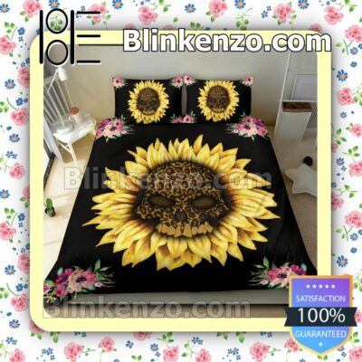Sunflower Skull Floral Queen Comforter Set