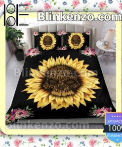 Sunflower Skull Floral Queen Comforter Set a
