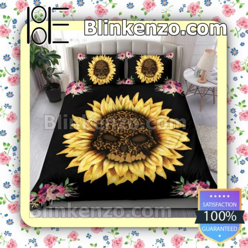 Sunflower Skull Floral Queen Comforter Set a