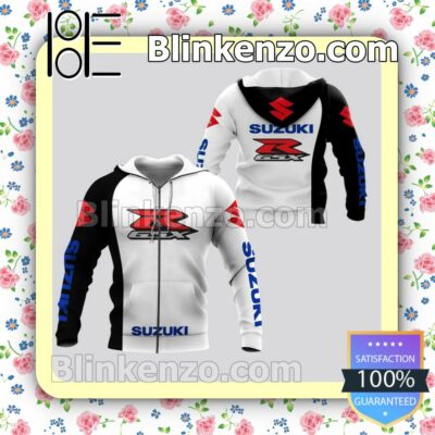 Suzuki Racing Black And White Hooded Jacket, Tee b