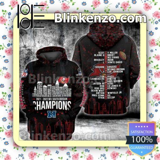 Tampa Bay Buccaneers 2021-2022 Nfc South Division Champions City Printed Hooded Jacket, Tee b