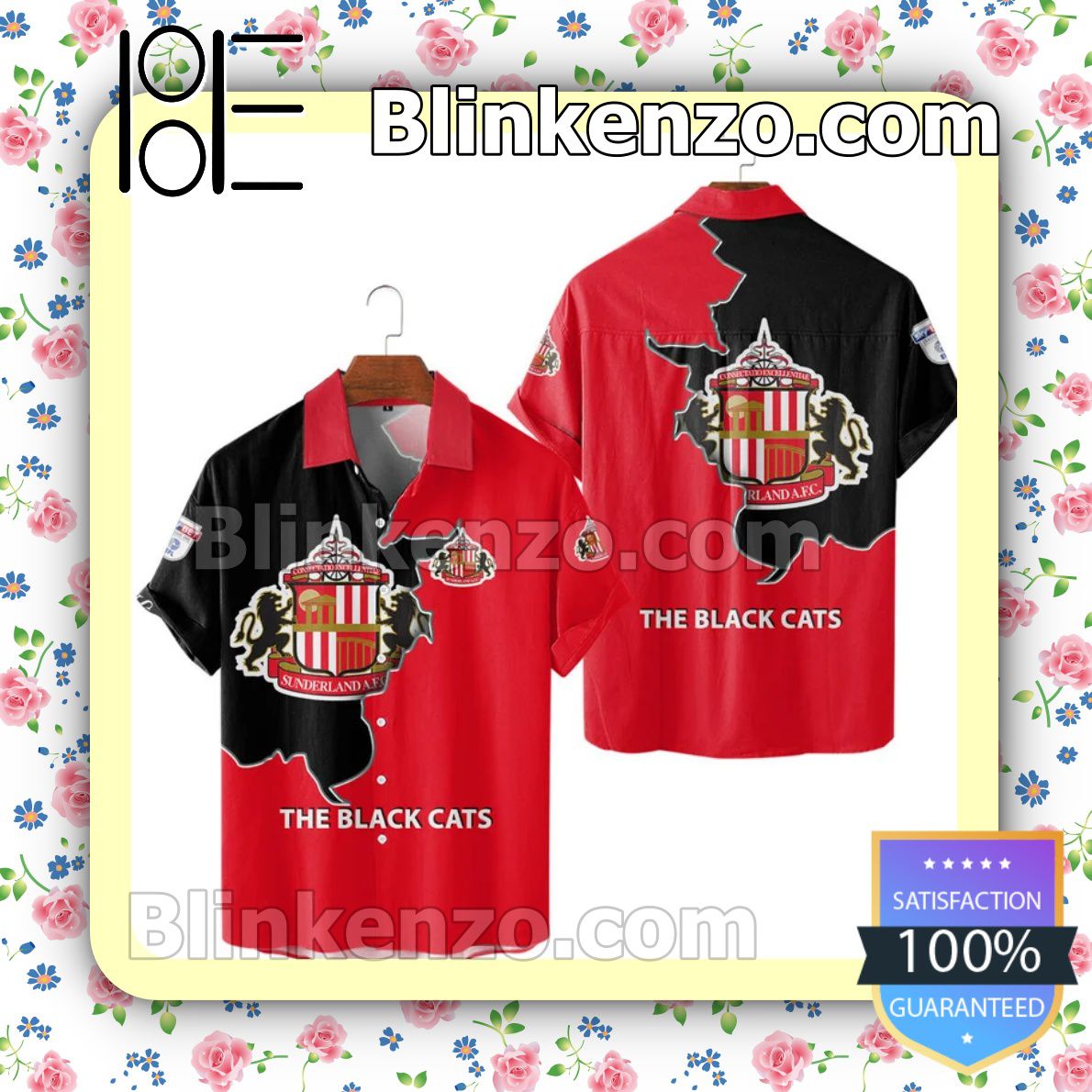 POD The Black Cats Sunderland AFC Black Red Men T-shirt, Hooded Sweatshirt