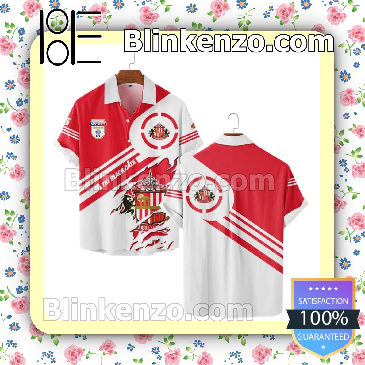 Best Shop The Black Cats Sunderland AFC White Red Men T-shirt, Hooded Sweatshirt