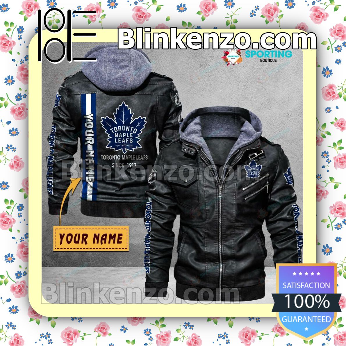 Toronto Maple Leafs Custom Logo Print Motorcycle Leather Jacket