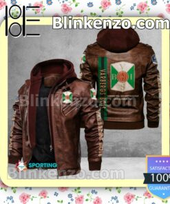 Varbergs BoIS Logo Print Motorcycle Leather Jacket a
